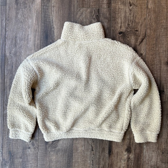 Aerie Offline Sherpa Cropped Quarter Zip Soft Oat Women's Size M - Picture 6 of 10